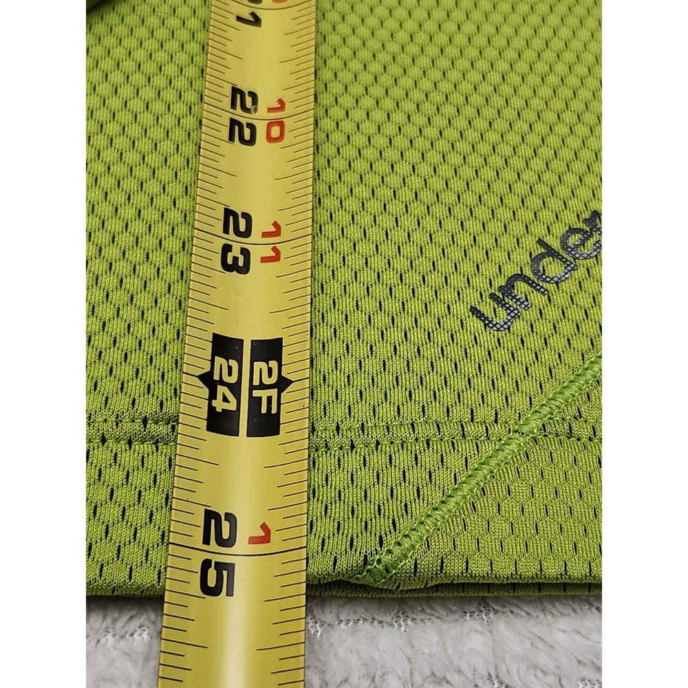 UA Fitted Coupe Ajustee Cold Gear Thumbhole LS Neon Green Thermal Women's Size L - Picture 5 of 8